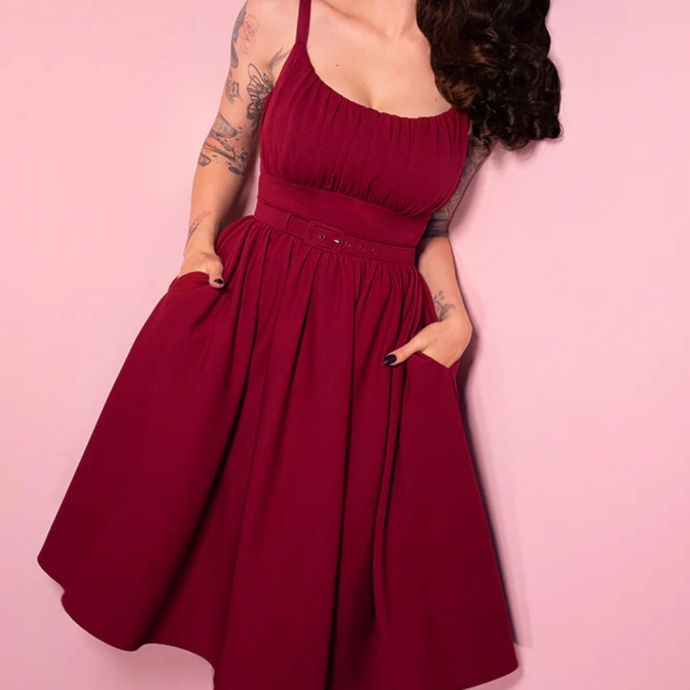 Vixen by Micheline Pitt Ingenue dress garnet red 1950s sold out